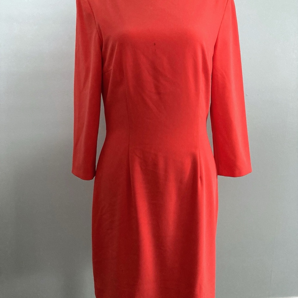 Gianni Bini Orange Sheath Dress 3/4 Sleeve Draped Back Size 6